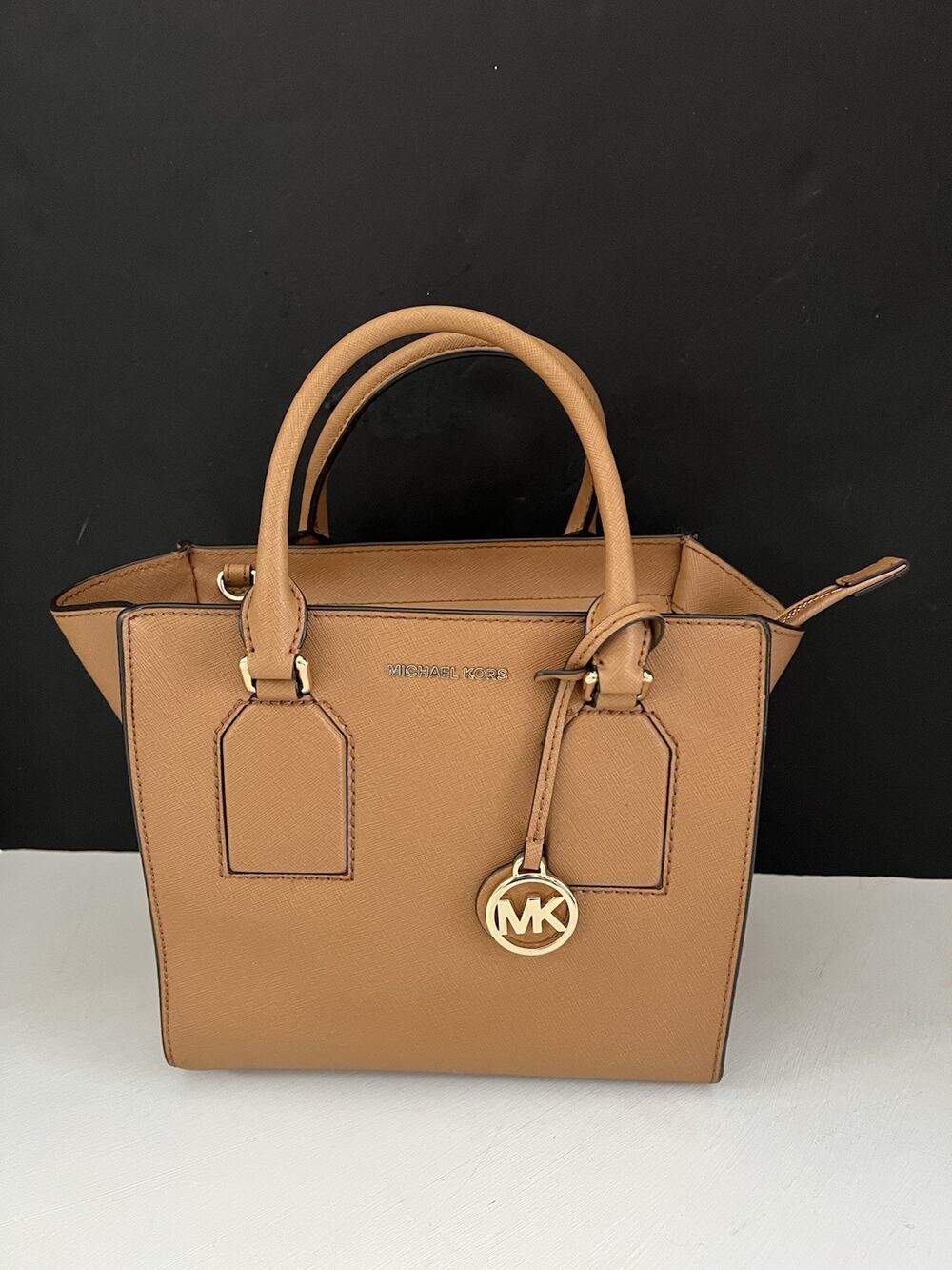 Michael Kors Hand Bag Medium Mercer Acorn Brown Saffiano Satchel Top Handle